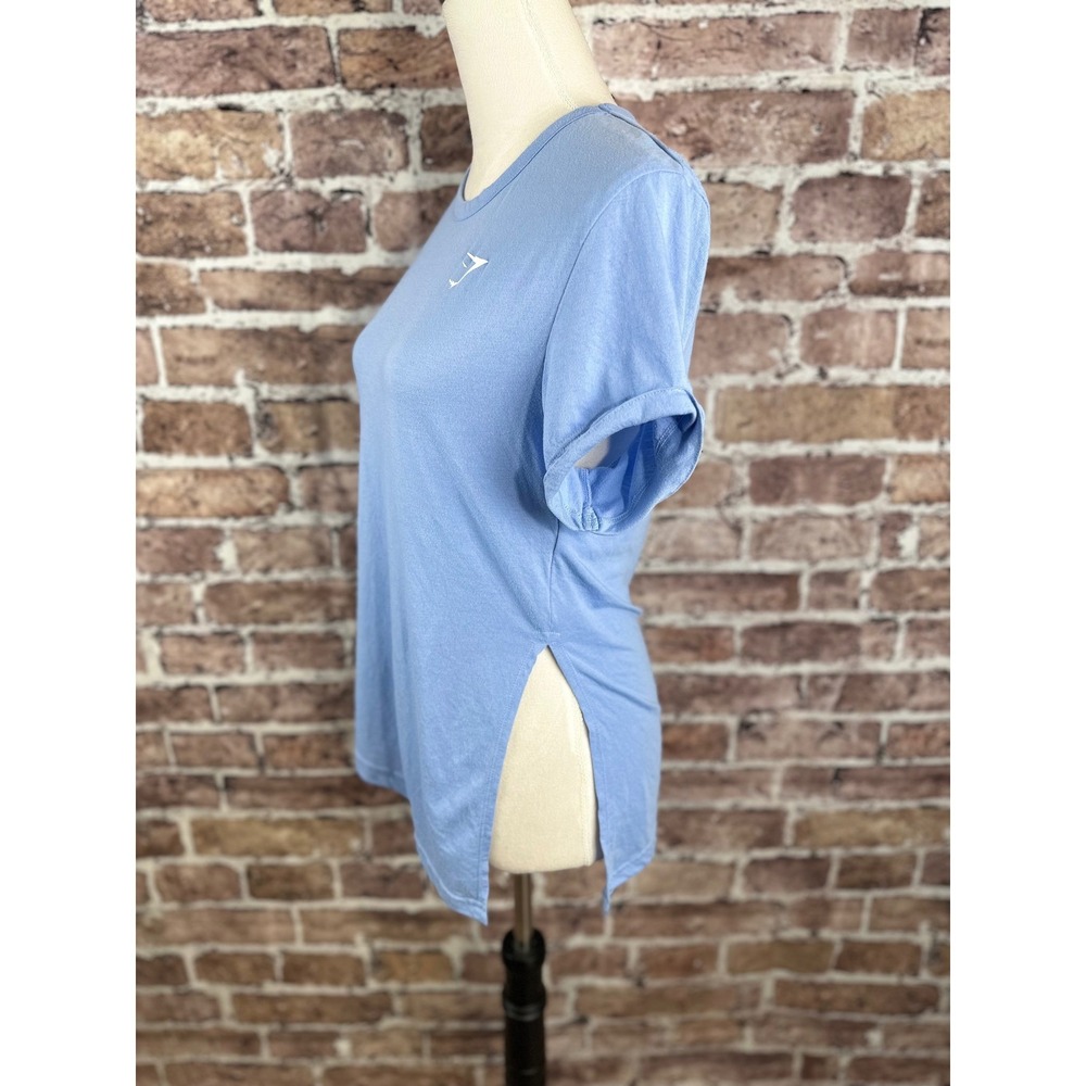 Gymshark Womens Training T-Shirt Light Blue Side Slit Activewear Top Large B1A7Q - Picture 6 of 13